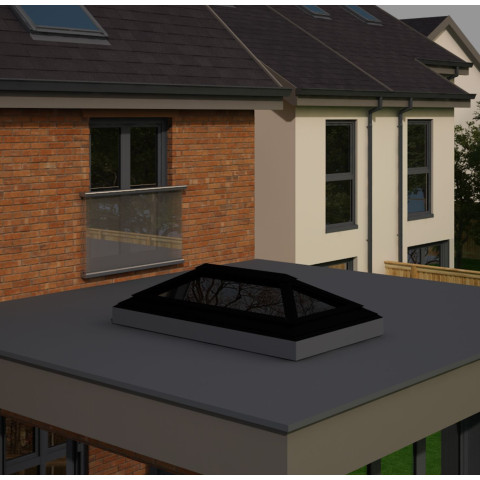 1000mm x 2500mm 4 Panel Roof Lanterns In Jet Black