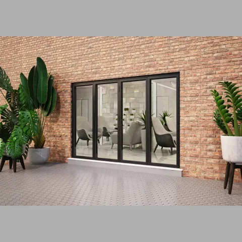 2400 x 2000 4 Panel Black On White Bifold Doors