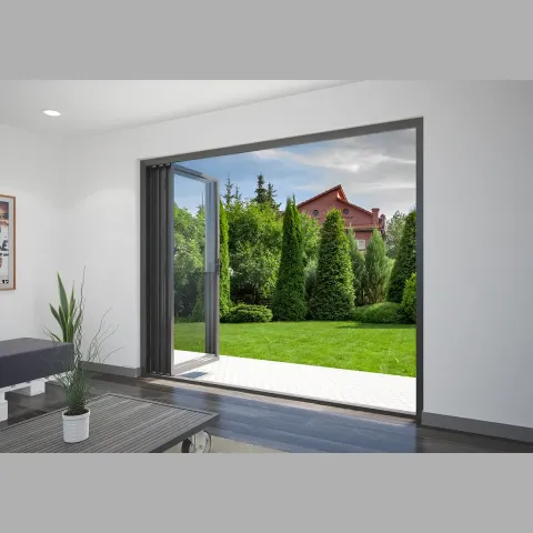 2700 x 2400 3 Panel Jet Black Bifold Doors