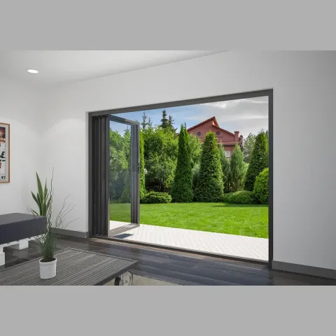 3300 x 2200 3 Panel Jet Black Bifold Doors