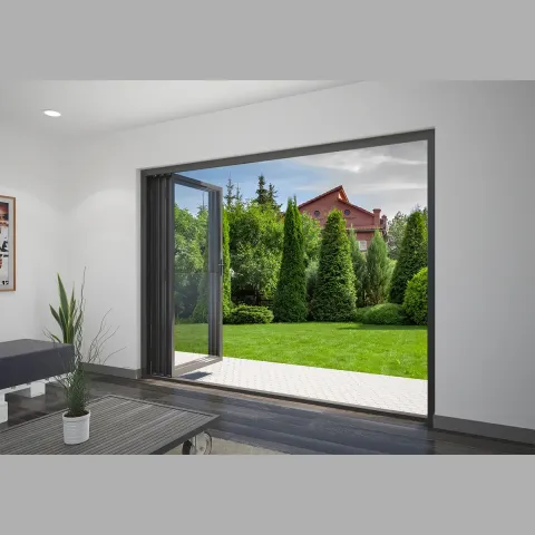 3300 x 2300 3 Panel Jet Black Bifold Doors