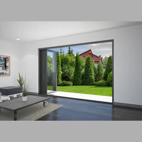 3600 x 2600 4 Panel Jet Black Bifold Doors