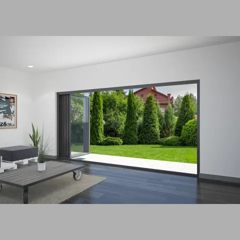 4200 x 1800 4 Panel Jet Black Bifold Doors