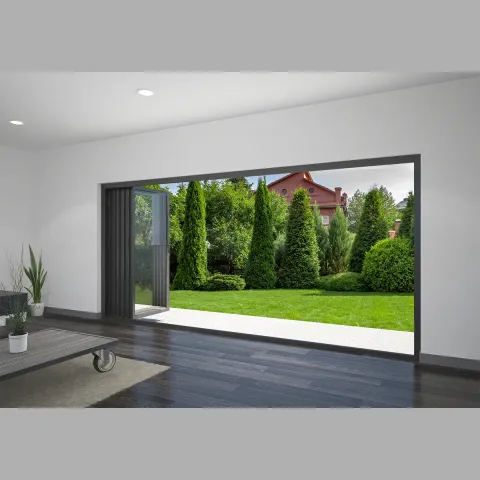 3300 x 2100 5 Panel Jet Black Bifold Doors