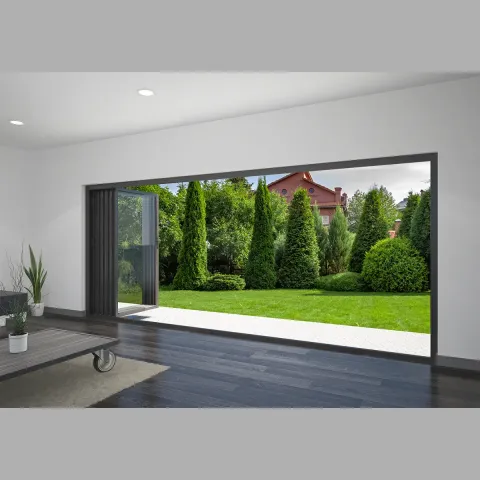 4800 x 1800 5 Panel Jet Black Bifold Doors