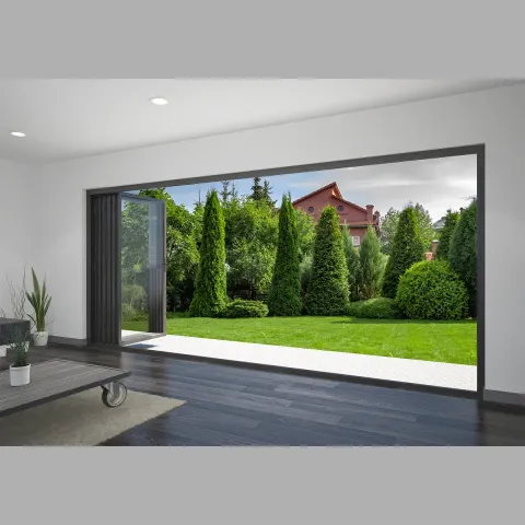 5100 x 2300 5 Panel Jet Black Bifold Doors