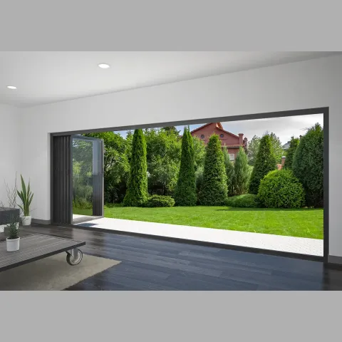 5700 x 1800 5 Panel Jet Black Bifold Doors