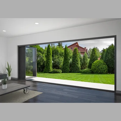 6000 x 2200 5 Panel Jet Black Bifold Doors