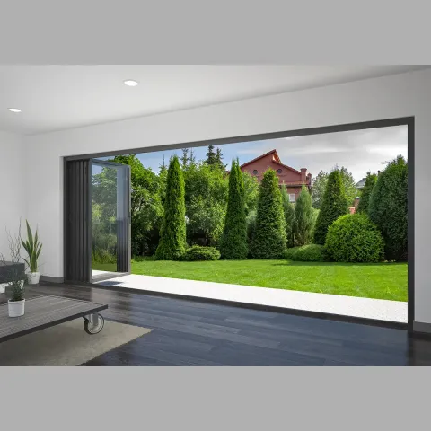 5400 x 2300 5 Panel Jet Black Bifold Doors