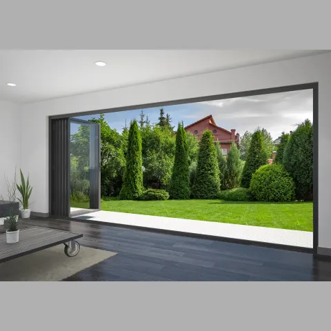 5400 x 3000 5 Panel Jet Black Bifold Doors